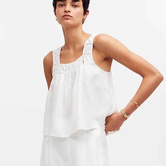 NWT Madewell Embroidered A-Line Top in 100% Linen - Picture 1 of 7